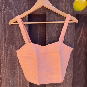 Paloma Wool Peach Linen Crop Top Size 36